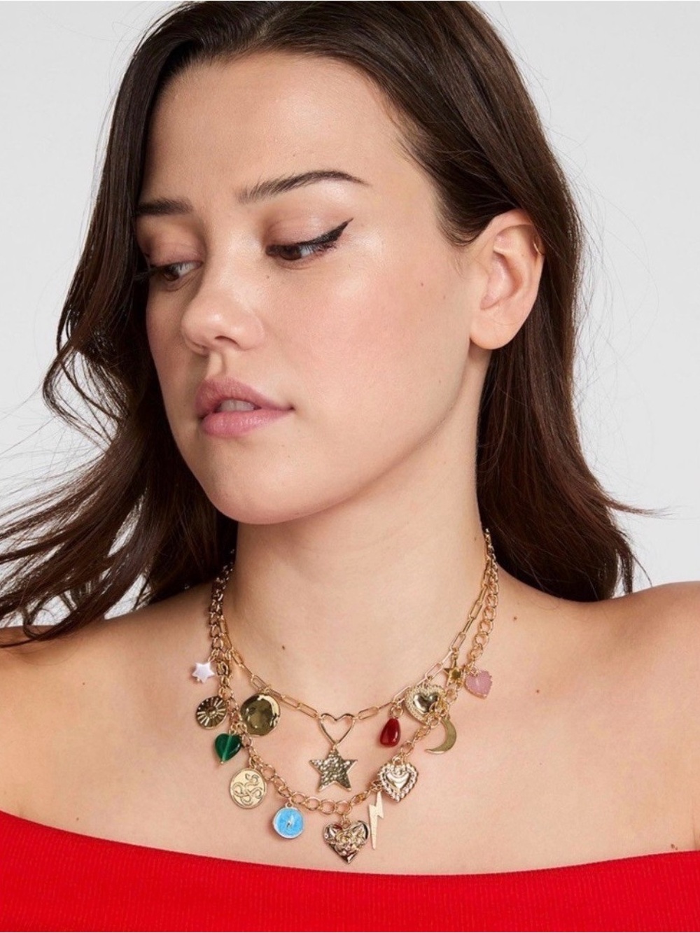 PINK Victoria’s Secret Multi-Charm Gold Necklace – NWT